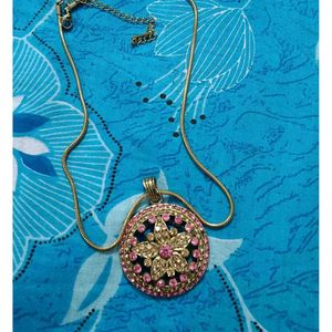 Price Drop- Pink AD Stone Necklace With earring
