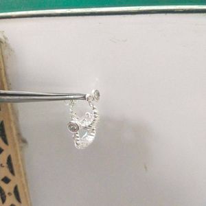 Pure Silver White Dimond Bali Stud Earrings