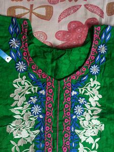 Green Embroidered Kurta