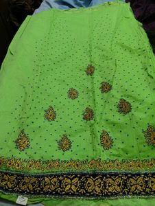 Green Embroidered Dress Material