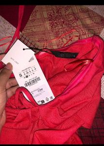 ZARA Red Halter Midi Dress