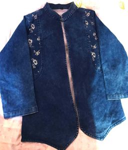 Denim Jacket With Floral Design