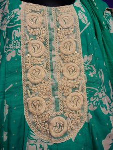 Emerald Green Floral Anarkali Suit