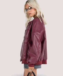 Burgundy Leather Over Size luxury Jacket