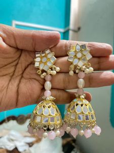 White And Pink Earrings