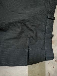 textured Striped Black Pants