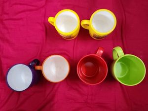 Set of 6 Colorful Plastic Mugs – Durable &amp; Lightwe