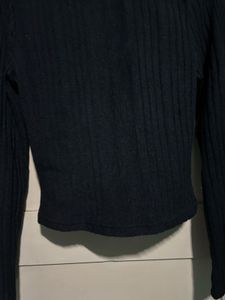 Shein Black Ribbed Long Sleeve Top