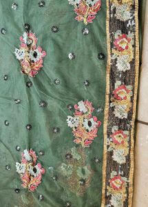 designer green net saree