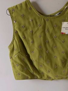 MAX Embroidered Green Blouse