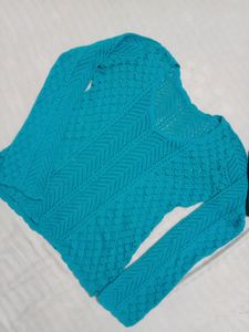 Teal V-Neck Knit Top
