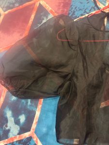 Puff-Sleeved Organza Top