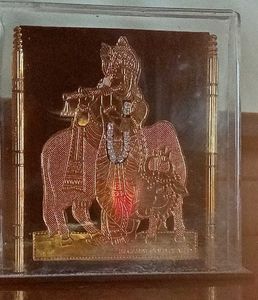 Krishna on Nandi Gold Plated Art