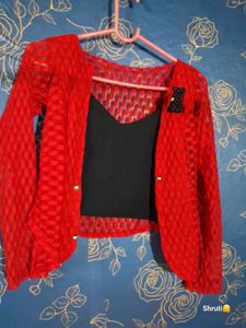 A Black Top With  Net Jacket