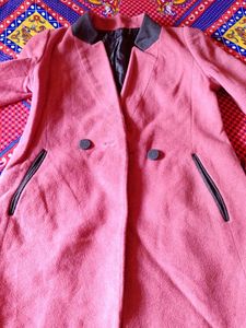 Vintage Pink Colour Long Coat For Women