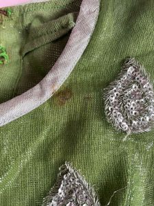 Olive Green Embellished Saree