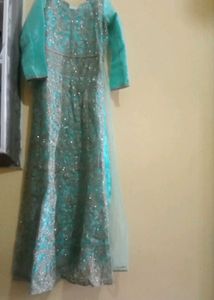 Long Gown 4 Pieces. Salwar Dupatta And Upper Court