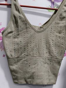 "Embellished Ribbed Tank Top"