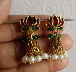 Lotus Jhumka Earrings
