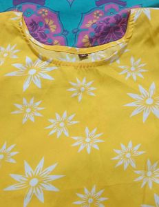 Yellow Floral Print Kurta