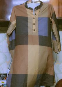 Checkered Tunic with Buttons