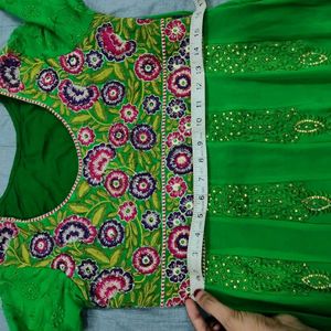 Festive Peacock Green Anarkali Dress ❤️