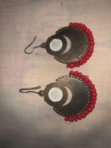 Red Stone Studded Earrings