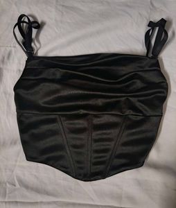(Urbanic- Lexi Satin Black Corset Top)