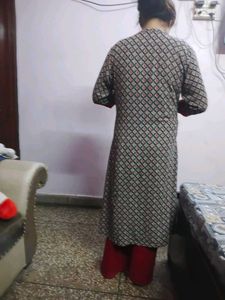 Red Kurta Palazzo Set with Shrug