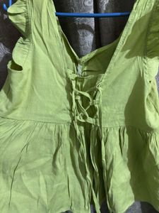 Green Ruffle Sleeve Top