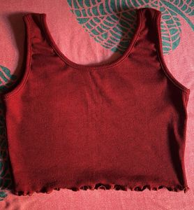 Red Ribbed Tank Top
