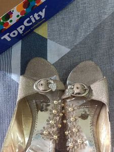 Sparkly Floral Wedge Sandals