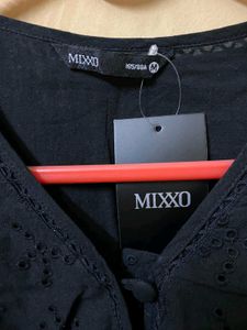 Black Schiffli Top