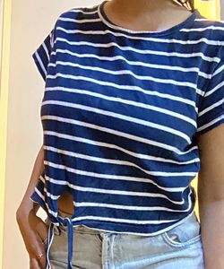 Striped Tie-Front Tee