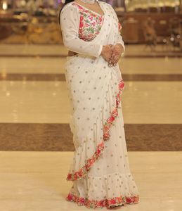 Elegant White Floral Saree