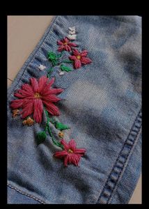 Floral Embroidered Denim Jeans