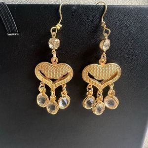 Gold Heart Drop Earrings
