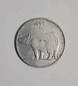 Old 25 Paise Rhino Coin