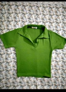 Green Polo crop Tshirt