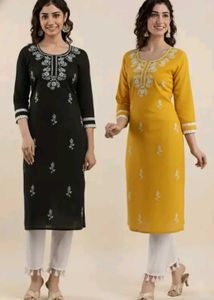 Embroidered Kurtis - Yellow &amp; Black