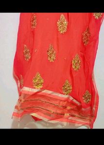 Red Party Wear Suit Salwar &amp; Dupatta For 50 Bust