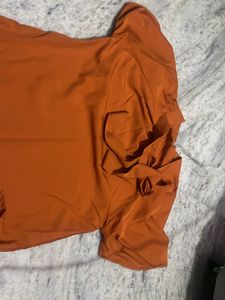 Orange Tie-Neck Blouse