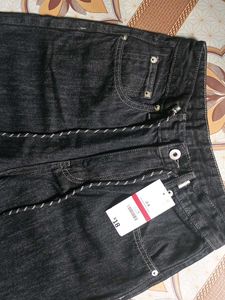 Wide Leg Black Denim Jeans