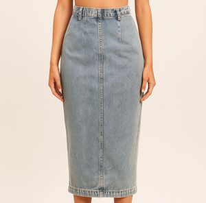 Denim Blue Button-Front Skirt