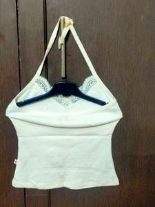 White Halter Neck Top