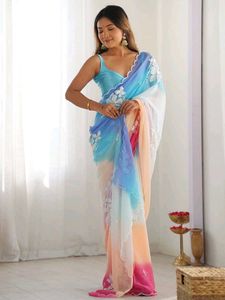 Elegant Blue Ombre Saree