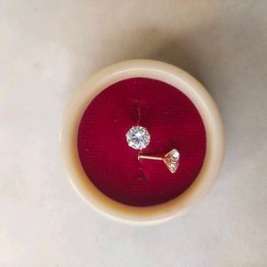 22C Pure Gold Round Dimond Stud Earrings