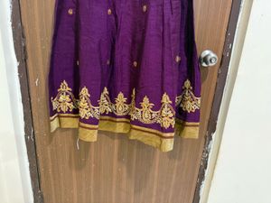 Purple Anarkali Suit (top, Bottom And Chinni)