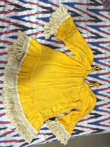 Boho Yellow Fringe Top