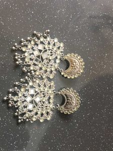 Statement Silver Tone Hoop Earrings